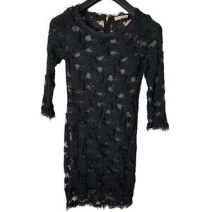 Rebecca Taylor dress floral lace black women's size 0